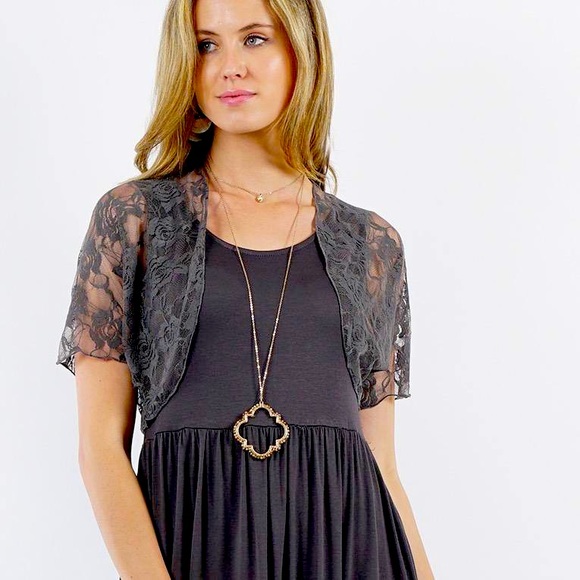 Lace Bolero Cardigan (Smoke) - Picture 4 of 4